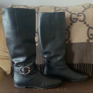 Gucci Leather Interlocking G Riding Boots
